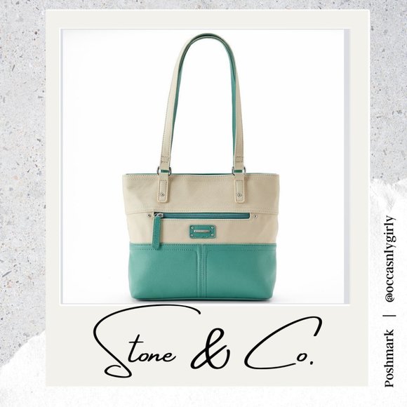 Stone & Co. Handbags - Stone & Co. Donna Mint and Cream Leather Tote Bag